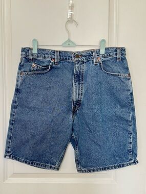 Vintage 90s Levis 550 Jean Shorts Regular Fit Mens 36x9 Blue Denim White Tab USA